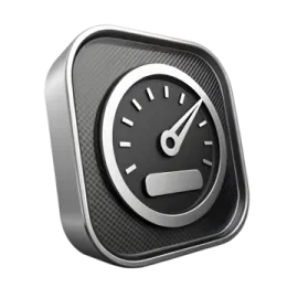 the speedometer icon on a white background