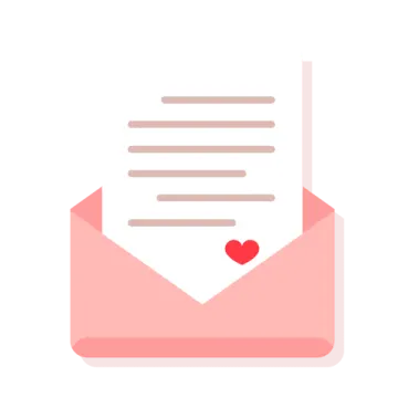 a pink envelope with a heart on it