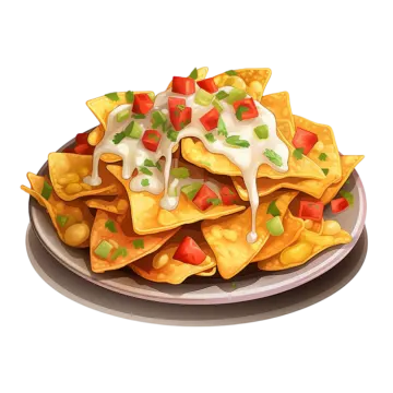 a plate of nachos with cheese and tomato