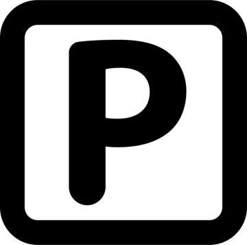a black and white sign with the letter p