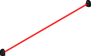 a red light saber on a white background