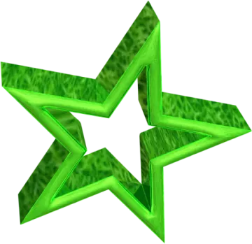 a green star on a white background