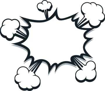 a black and white illustration of a comic explosion