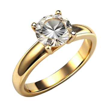 a yellow gold engagement ring with a diamond