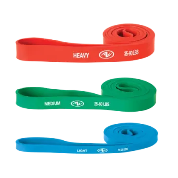 a red, green and blue resistance band