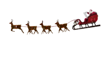 santa and his reindeers are pulling a sled sler