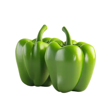 three green peppers on a white background
