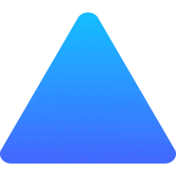a blue triangle on a white background