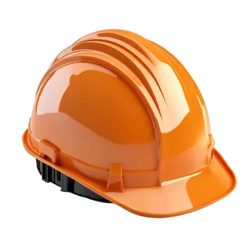 an orange hard hat on a white background