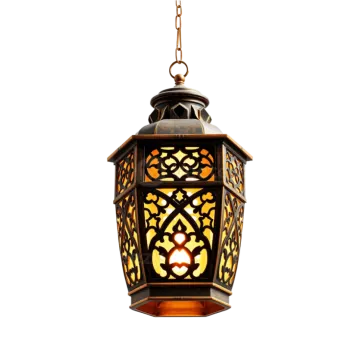 a hanging lantern with an intricate design on it