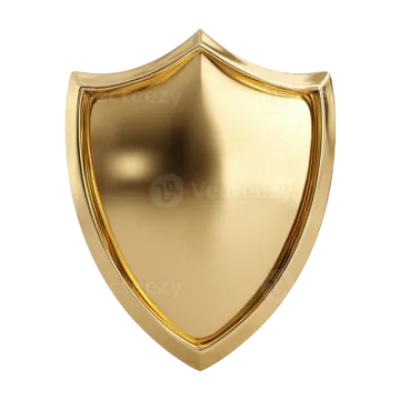 a golden shield on a white background