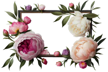a floral frame with pink and white flowers