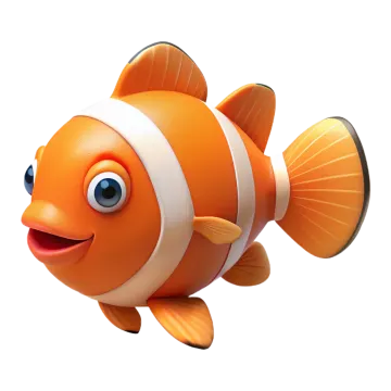an orange clown fish with a white background