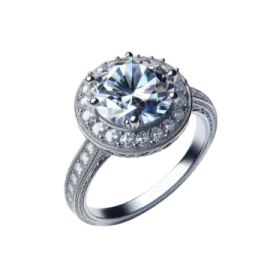 a white gold engagement ring with diamonds