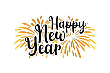 a happy new year lettering with fireworks