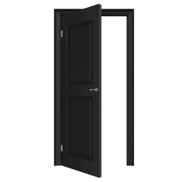 an open black door on a white background