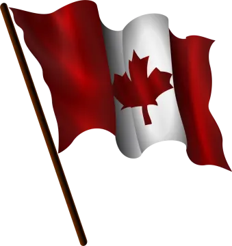 a canadian flag flying in the wind