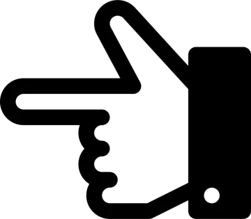 a black and white image of a hand pointing up