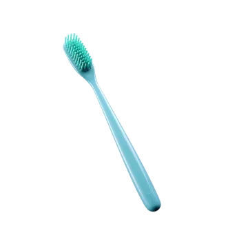 a blue toothbrush on a white background
