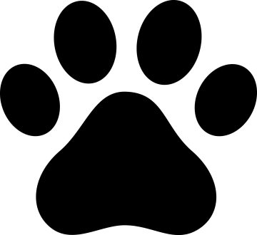 a black and white paw print