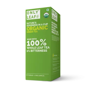 a box of organic green tea on a white background