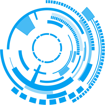 a blue circular design on a white background