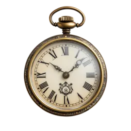 an old pocket watch on a white background