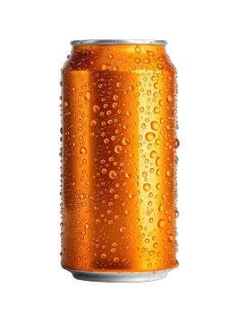 a can of beer with water droplets