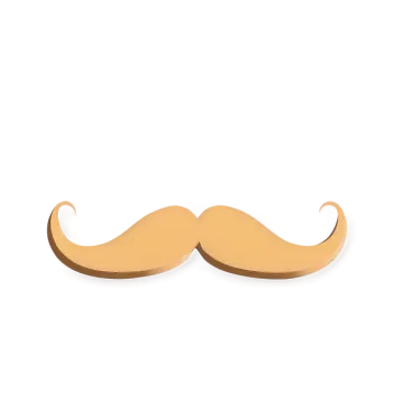 a golden mustache on a white background