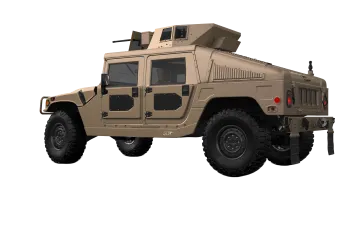 a military vehicle on a white background