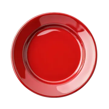 a red plate on a white background