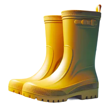 a pair of yellow rain boots