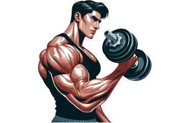 a man with a dumb barbell in his hands