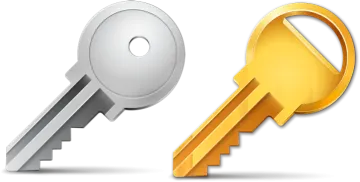 two keys, one silver and the other gold