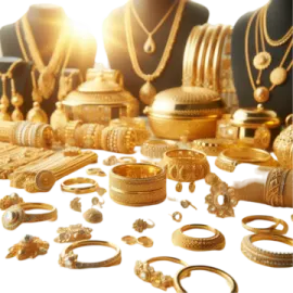 a pile of gold jewelry