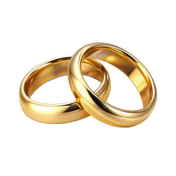 a pair of gold wedding rings