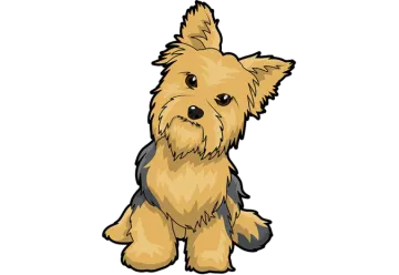 a cartoon yorkshire terrier dog sitting down