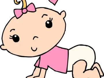 a cartoon baby girl with a pink dress