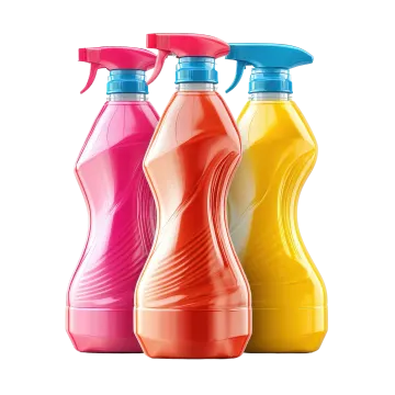 three bottles of cleaning products on a white background