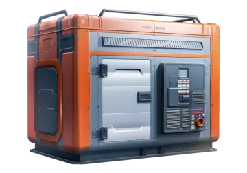 an orange and black generator with a white background