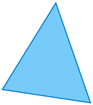 a blue triangle on a white background