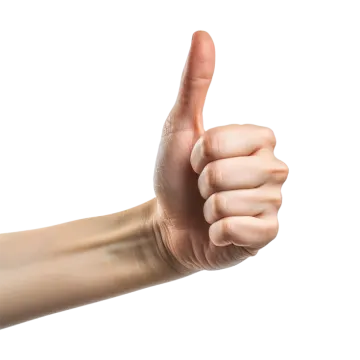 a person's hand giving a thumbs sign