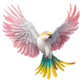 a colorful bird with its wings spread out