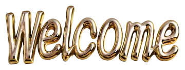a golden welcome sign with the word welcome