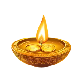 a golden oil lamp on white background
