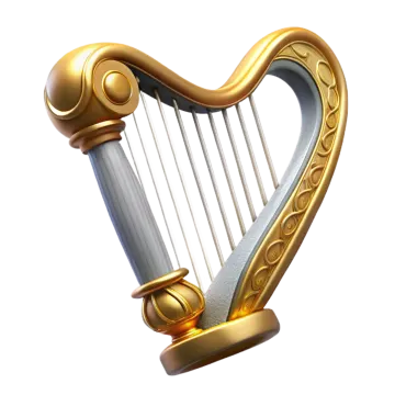 a golden harp on a white background