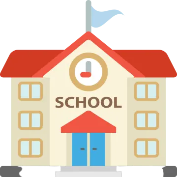 a school building with the word school on it