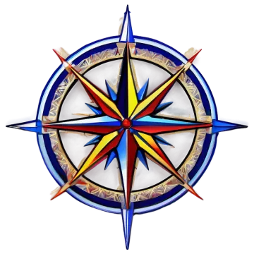 a colorful compass on a white background
