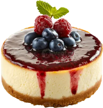 a cheesecake topped with blueberries and berries