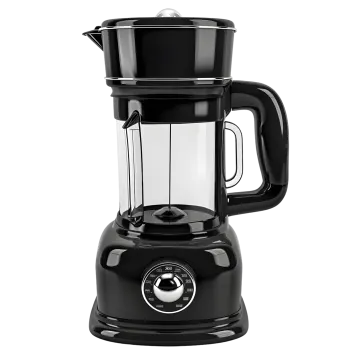 a black blender on a white background
